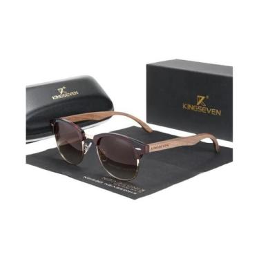 Imagem de Óculos de Sol Masculinos Polarizados Kingseven - Madeira de Nogueira, 