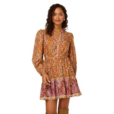 Imagem de Adrianna Papell Vestido curto feminino estampado, Marrom multi, 50