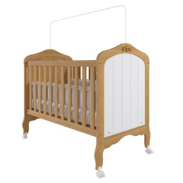 Imagem de Berço 100% Mdf Branco Nature Americano De Bebê Vira Cama