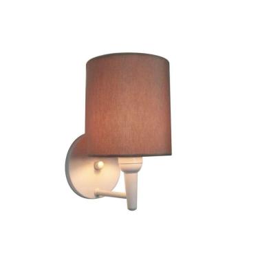 Imagem de Arandela Cilindrica Md-2009 Base Branco Cúpula Em Tecido 14x15cm Palha - Bivolt