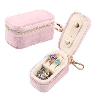 Imagem de 2 miniporta-joias de viagem, porta-joias de veludo, pequeno porta-joias, porta-anel portátil, organizador para brincos e colar ZJMCAJY