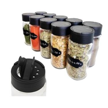 Imagem de Kit 12 Potes de Temperos Condimentos de Vidro + Etiquetas Lousa