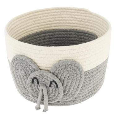 Imagem de Cesta de corda de algodão de elefante para armazenamento bonito cesto de roupa suja para bebês, versátil, armazenamento de brinquedos, corda de algodão segura, brinquedo macio tecido para o seu bebê
