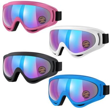 Imagem de Vatefery Pacote com 4 óculos de motocicleta para jovens, crianças, homens, mulheres, óculos de equitação, quadriciclo, motocross, esqui, capacete