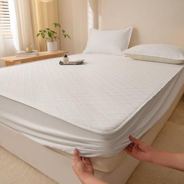 Imagem de Lençol de encaixe, colchão grosso, protetor à prova de poeira, com bolso profundo, confortável, macio, silencioso, capa de colchão lavável, protetor de móveis - branco||90 x 200 cm (apenas capa de