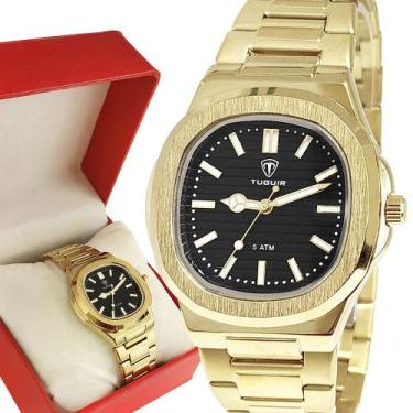 Imagem de Relógio Tuguir Masculino Dourado Analógico 1 Ano De Garantia