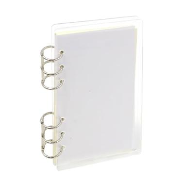 Imagem de Fichário A6 transparente, fichário de acrílico com 6 anéis, caderno plano com 40 folhas de papel interno forrado, caderno recarregável com anel redondo de metal dourado para reunião escolar de