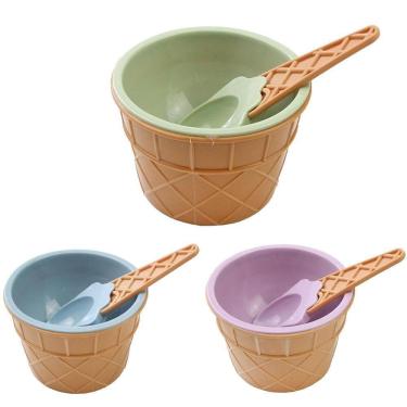 Imagem de Tigela plastico sorvete casquinha colher color 200ml unidade