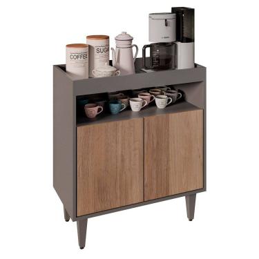 Imagem de Balcão Aparador Buffet Cantinho do Café 71cm Lice M24 Grafite/Freijó - Mpozenato