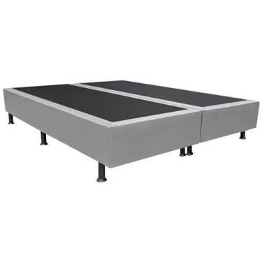 Imagem de Base Box Queen Bipartido Cinza Suede 38x158x198 - RR Colchões