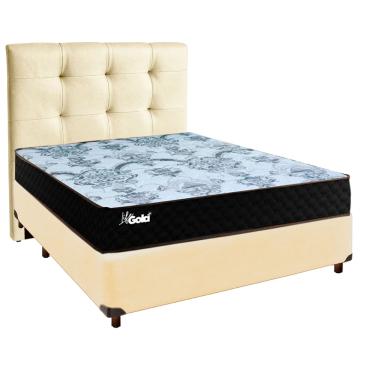 Imagem de Cama Box + Colchão Casal Molas Ensacadas Life Gold Paropas + Cabeceira Estofada