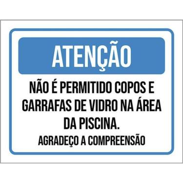 Imagem de Kit 3 Placa Não Permitido Copos Garrafas Vidro 36X46