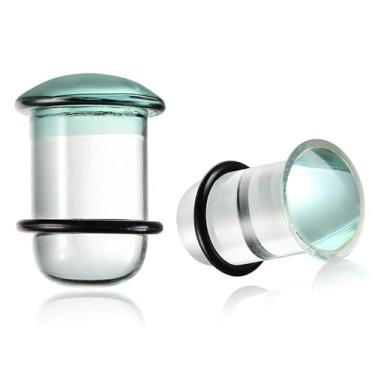 Imagem de Casvort 2 plugues de alongamento intemporais de 11 mm confortáveis e sem dor de vidro aqua com alargador único, alargadores para piercing corporal de 7/40.6 cm, kits de alongamento de lóbulo de orelha