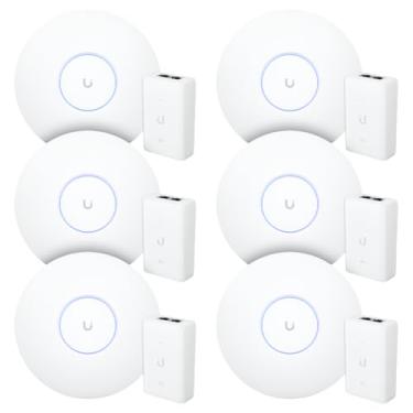 Imagem de 6 Roteadores WiFi 6 Access Point 5.3 Gbps + 6 Injetores PoE+ | 6 U6 Pro Ubiquiti Com 6 Fontes 48V 30W