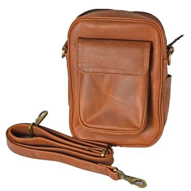 Imagem de Bolsa tiracolo masculina de couro genuíno – Bolsa carteiro vintage feita à mão para negócios, viagens aéreas e uso diário