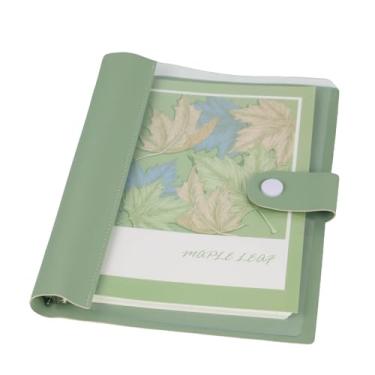 Imagem de Agenda A5 recarregável, 6 anéis, organizador de couro sintético de grão de lichia triplo com 200 folhas forradas, fichário estético de folhas soltas para orçamento, diário (verde, capa transparente)