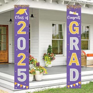 Imagem de Banner de decorações de formatura 2025 GRAD Purple Turma de 2025 - Lab