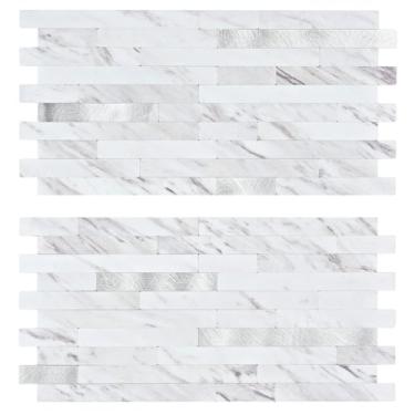 Imagem de Peel and Stick Backsplash Midcard White Marble PVC x20