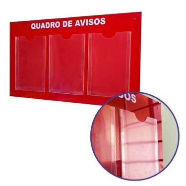 Imagem de Quadro Aviso Gestão Á Vista 3 Displays A4 Acm Brilho Vermelho Porta Fo