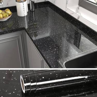 Imagem de Papel de contato de bancada VEELIKE Black Galaxy Granite