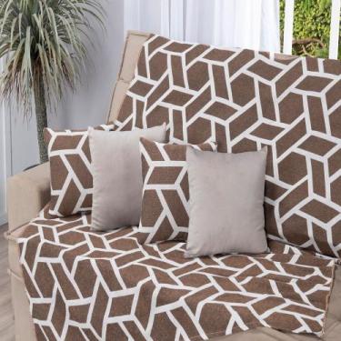 Imagem de Xale Manta Jacquard Decorativo Protetor Para Sofá E Cama 1,35m Tecido 