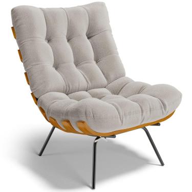 Imagem de Poltrona Decorativa Sala de Estar Costela L02 Bouclê Creme - Lyam Decor