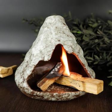 Imagem de MOUGIGI Palo Santo Queimador - Suporte de incenso modelador Zongzi com apanhador de cinzas - perfeito para sálvia, palitos e cobalto - presente de meditação de aromaterapia para mulheres - perfeito