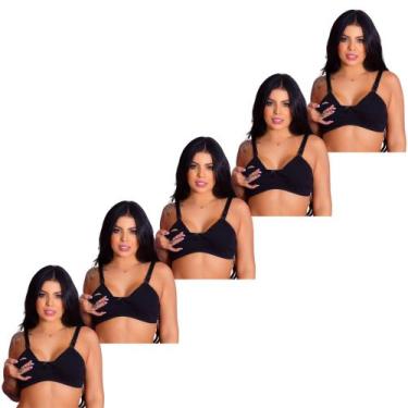 Imagem de Kit 5 Sutiãs de Amamentação Cotton Gestante Pós-Parto Confortável Prát