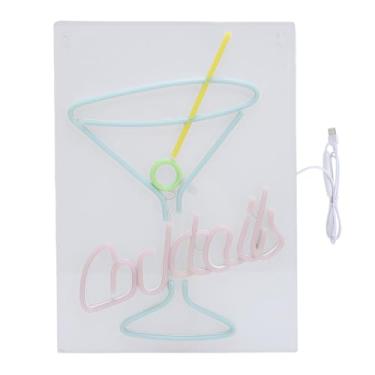 Imagem de YWBL-WH Luz Neon Led de Vidro Coquetel, Letreiro Neon para Decoração de Parede Com Opções Multicoloridas, Brilho Ajustável para Bares, Escritório Doméstico e café