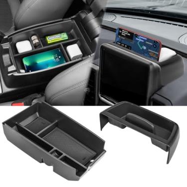 Imagem de Neepiar 2 peças de bandeja de armazenamento central e caixa de armazenamento secundário compatível com Ford Bronco Sport CX430 2021-2024, Organizador de Console, Preto