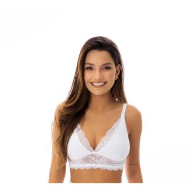 Imagem de Sutiã Amamentação Gestante Sem Bojo Rendado Delicado - DAGUTH, Branco,