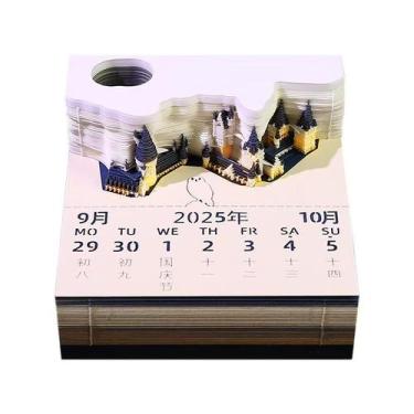 Imagem de Calendário de mesa najoane 2025 Paper Carving 3D Castle sem LED