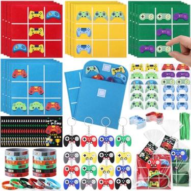 Imagem de Arrowbash 196 Pcs Tic Tac Toe Board Game Set Video Game Party Favors Gamer Birthday Supplies Includes Tic Tac Toe Gaming Pack Keychains Rubber Wristbands Cards Suitable for Boys and Girls