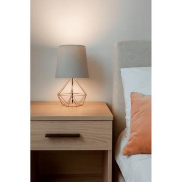 Imagem de Luminária de Mesa Moderna - Base Geométrica Rose Gold, Dourado e Preto - Iluminação para Quarto e Escritório(ROSE GOLD-BRANCO)