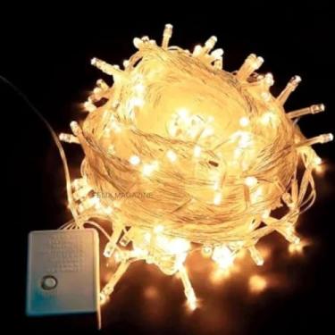 Imagem de Cordão Pisca 100 LEDs Branco Quente 9 Metros 8 Funções de Piscar – Linha Premium 220V – Luz Decorativa para Natal, Festas, Varandas, Jardins e Casamentos Econômica, Flexível e Durável (Branco Quente)