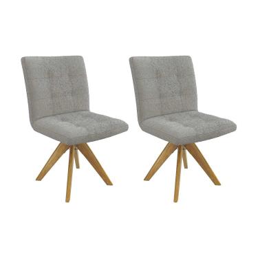 Imagem de Cadeira Sala de Jantar Nice 1C001CA Premium Madeira Maciça Kit 2 Un Carvalho/Boucle Cinza - Kappesberg