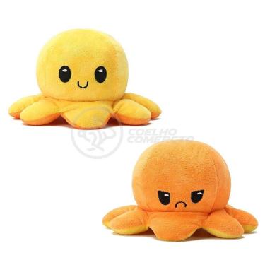 Imagem de Polvo Reversível De Pelúcia 2 Em 1 Tiktok Laranja E Amarelo