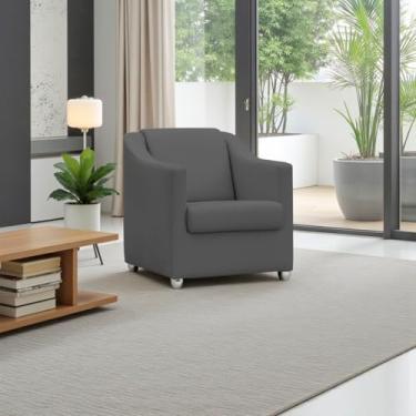 Imagem de Poltrona Para Sala Decorativa Cadeira Reforçada Para Recepção Consultório Escritório Pé Cromado - Clique E Decore (Cinza)