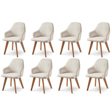 Imagem de Kit 8 Cadeiras para Mesa de Jantar Manuela Nude/Freijó