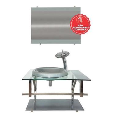 Imagem de Gabinete de Vidro 60cm para Banheiro Lituânia - EKASA, Prata