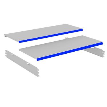 Imagem de Kit 2 Bandeja Gondola Rack FIT Branco 4X 30x90 CH22 Pe Azul
