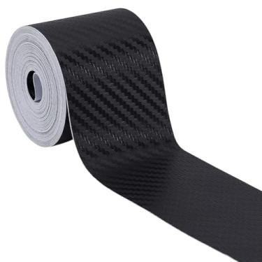 Imagem de BENECREAT Protetores de entrada de borda de porta de carro de 390 polegadas, fita protetora anticolisão de fibra de carbono 3D de 5 cm de largura, adesivo de tira de cobertura contra arranhões para a
