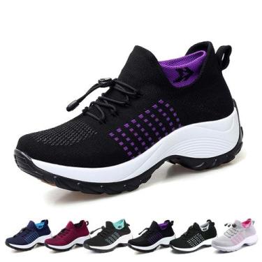 Imagem de Sapatos ComfortWear Orthowear para mulheres e homens preto-roxo 10 - M