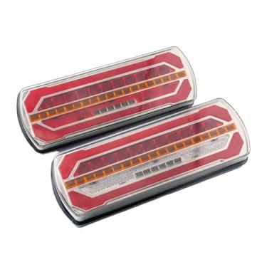 Imagem de 2 unidades de lanterna traseira combinada de LED 12V 24V com pisca-pisca e luz de freio, à prova d'água, compatível com reboques, caminhões e carros. Refletor de LED para luz de ré.