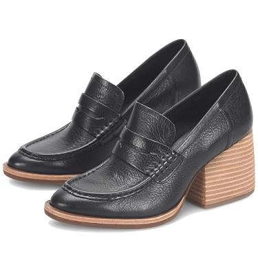 Imagem de MOOMMO Mocassins femininos com plataforma grossa, bico redondo, fechado, sem fecho, mocassins, camurça, bloco de camurça, sapatos Oxford, formal, clássico, salto grosso, vestido, mocassim para