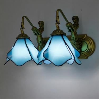 Imagem de Luminária de parede retrô americana com LED para banheiro, espelho, estilo mediterrâneo, simplicidade ideal para sala de estar, restaurante, quarto, escritório, casa de campo, hotel, café, b