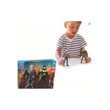 Imagem de Kit Brinquedo Infantil Super Herói Animal War, 2 Bonecos Articulados com Espadas, 19,5cm, Material PP/Vinil/PS, para Crianças Acima de 3 Anos
