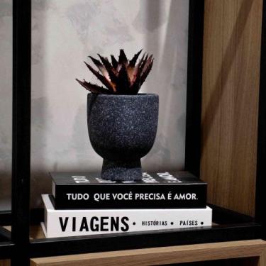 Imagem de Cachepot Decorativo Em Cerâmica Flocos Preto 14x11 cm M02 - D'Rossi