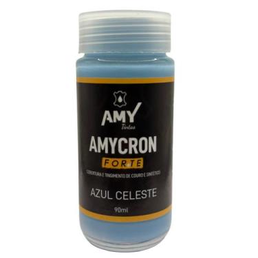 Imagem de Tinta Para Volante De Carro Couro Amycron Forte 90ml, Azul Celeste