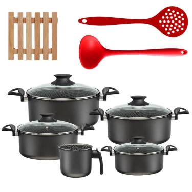 Imagem de Jogo De Panelas 05 Pçs + 05 Descansos + Concha + Escumadeira